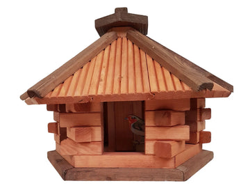 Vogelhaus 6-eckig mit Futtersilo