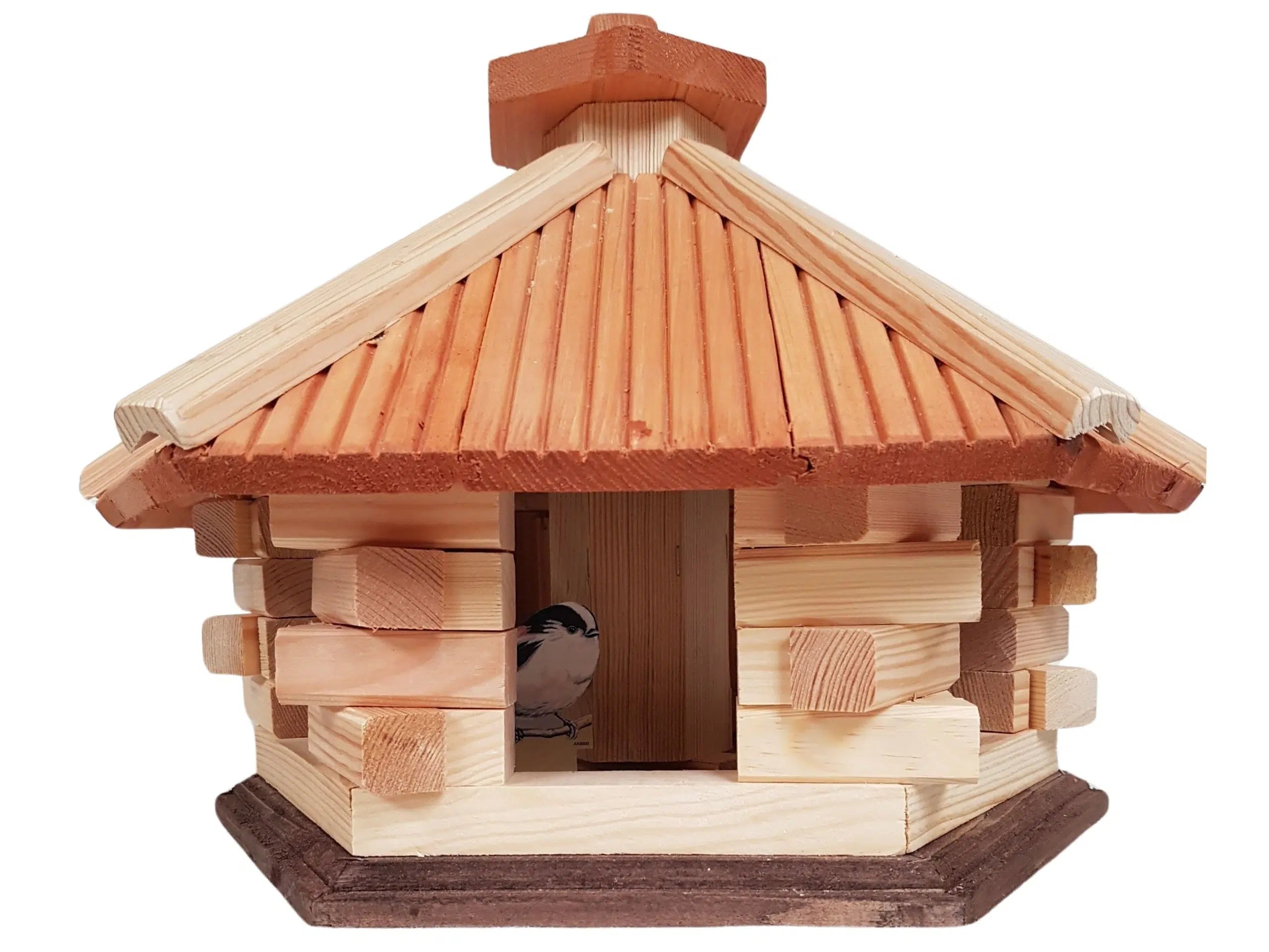 Vogelhaus 6-eckig mit Futtersilo