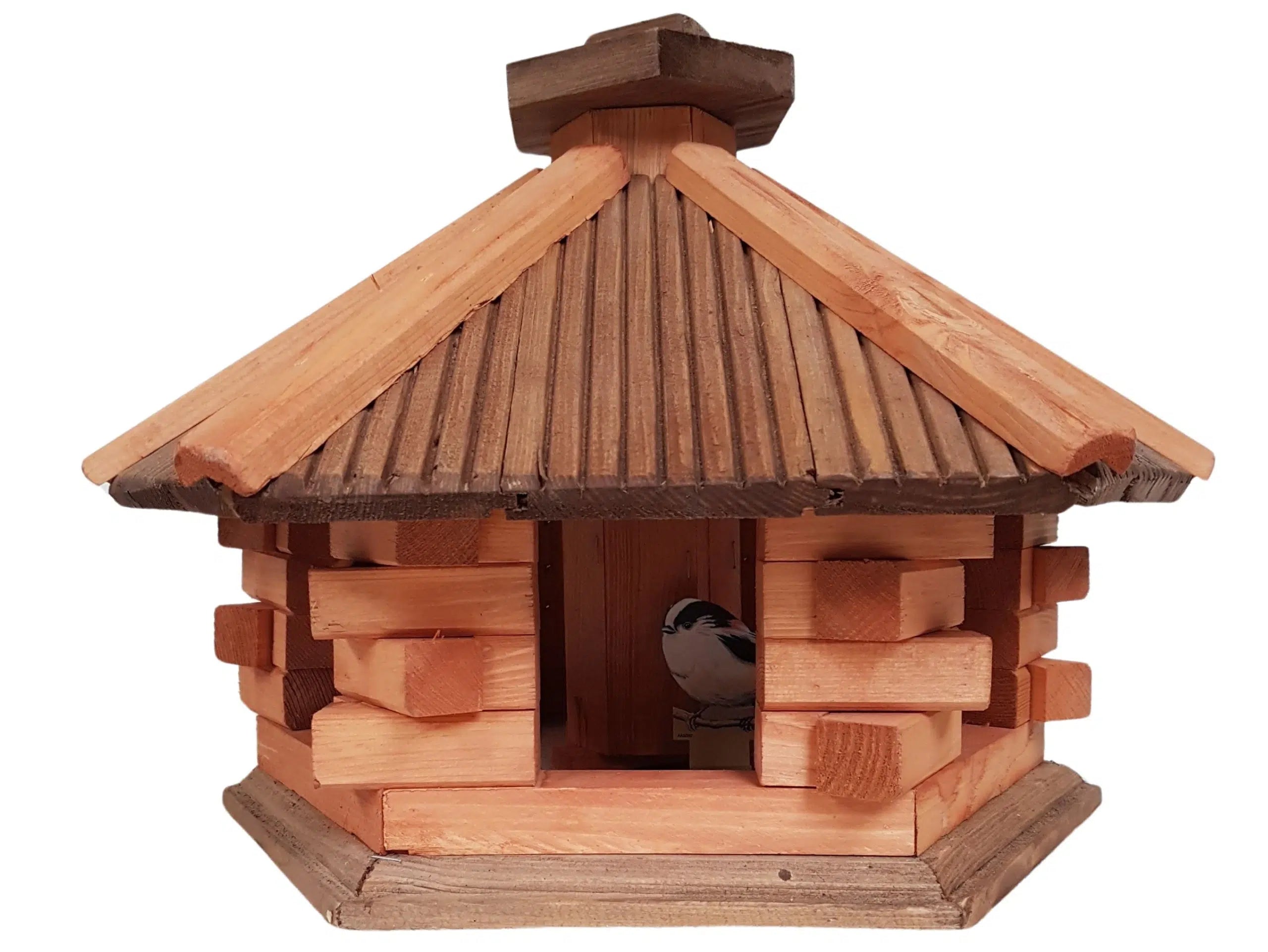 Vogelhaus 6-eckig mit Futtersilo