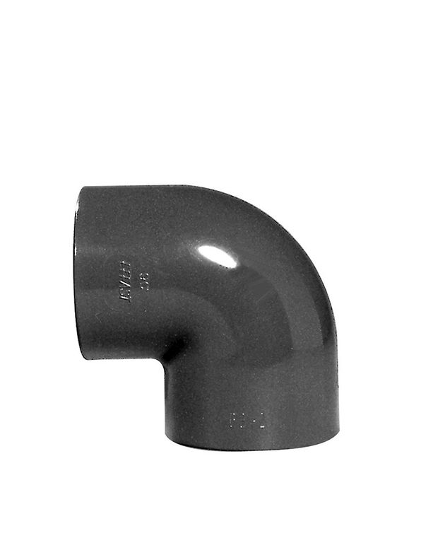 PVC-U Winkel 90° 2fach Klebemuffe