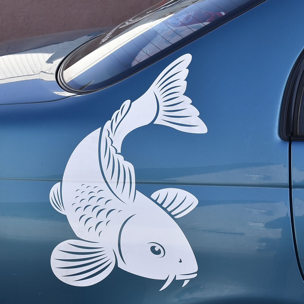 Koi Autoaufkleber ausgefüllt weiß 2 Stück